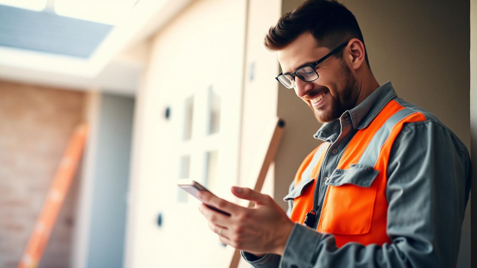 Electrician checking work on a job site