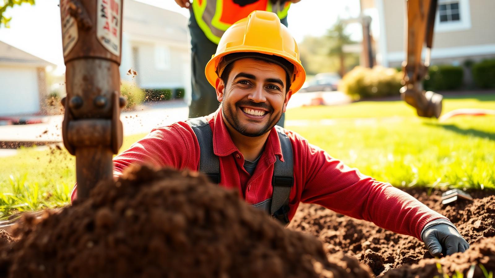 Landscaping and excavation crew at work